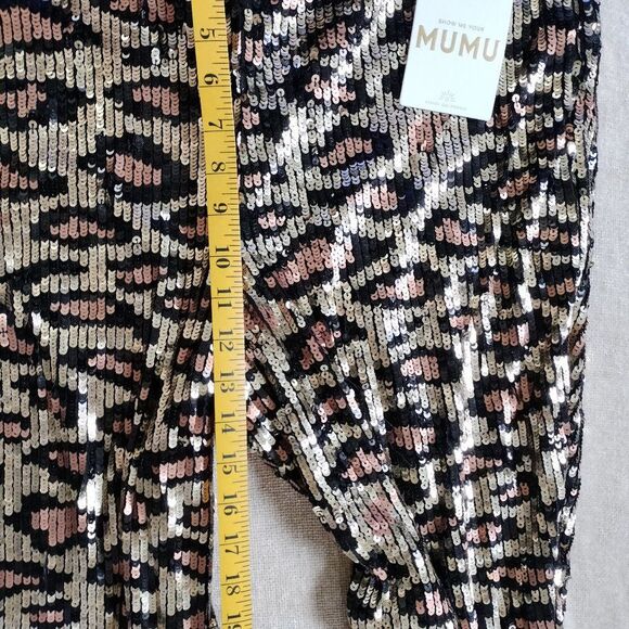 SHOW ME YOUR MUMU WOMEN'S CHEETAH SEQUIN GRETTA FLARE PANTS Size XXL NWT - Picture 6 of 10